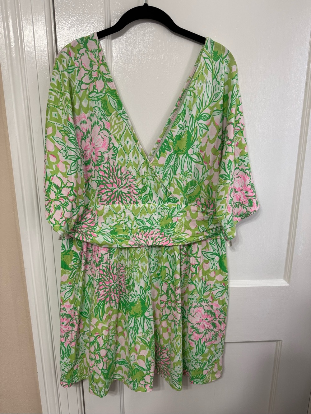 Floral V-Neck Parigi Romper in Pink & Green